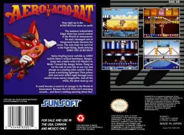 Aero the Acro-Bat (USA) box cover back